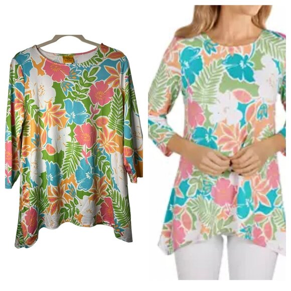 Ruby Rd. Ladies Pastel, Vibrant Floral Blouse Size Medium - Picture 1 of 8